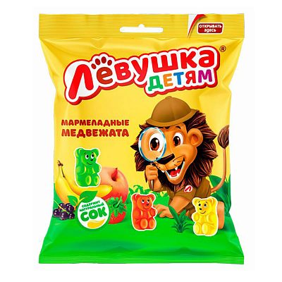 Мармелад Левушка детям мармеладные медвежата, 70 гр.